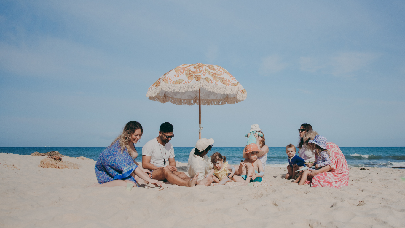 Joyful beach time with family and friends