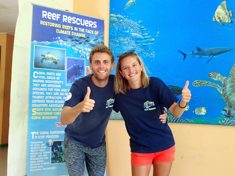 Louise and Austin from People4Ocean on a boat