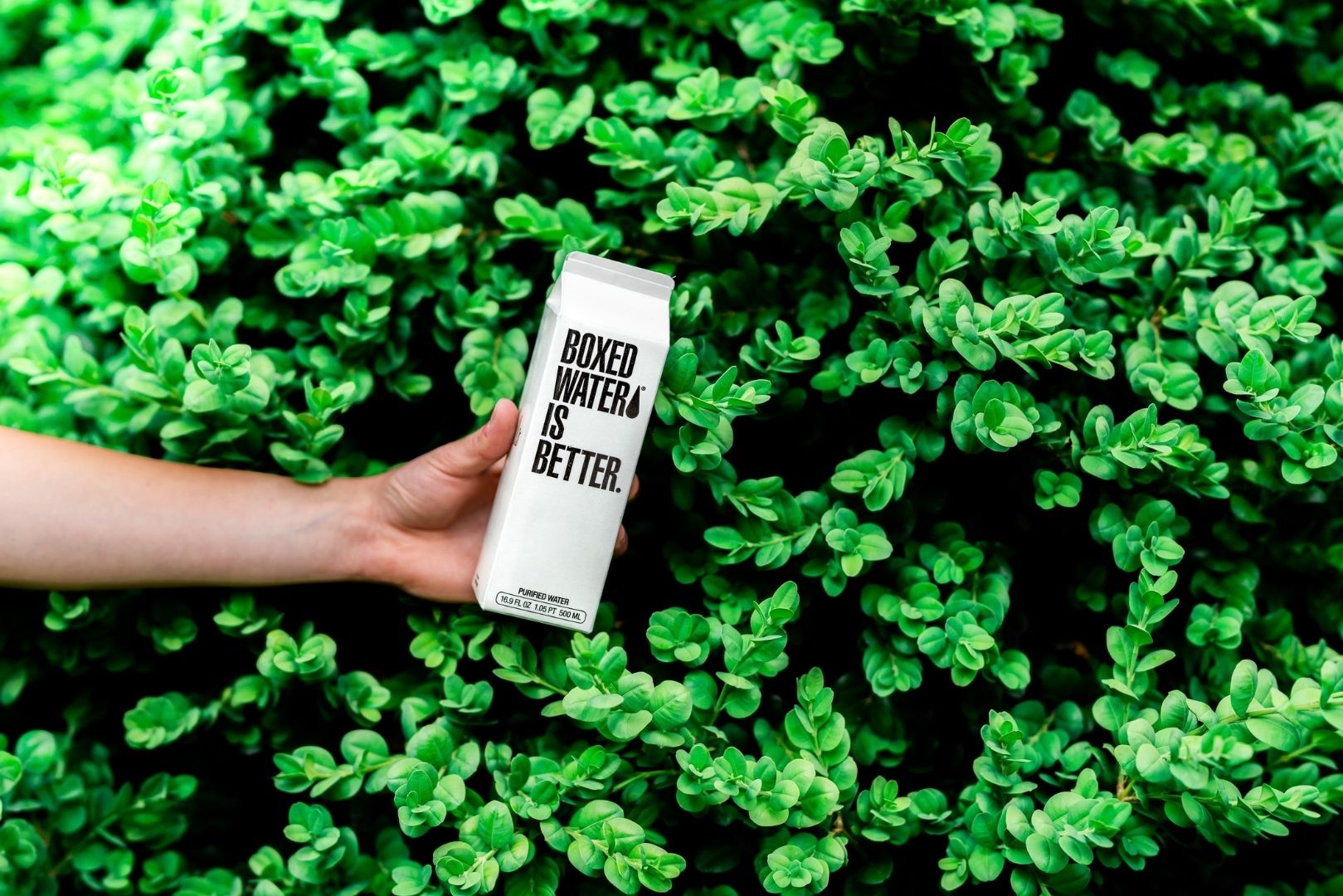 Water container that reads boxed water is better than bottled water